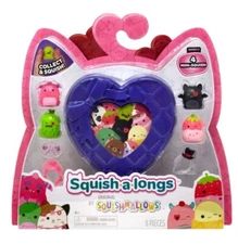 SQUISHMALLOWS SQUISH-A-LONGS - VALENTINE'S DAY-8 PIECE SET-SERIES 2 PURPLE