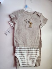 Carters 3-6 Months 3 pc Koala Set Beige White