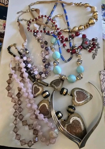 Lot Of 9  Vintage Costume Jewelry Necklaces Wearable