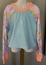 Girls JUSTICE RASH GUARD Swim TOP XL 16/18 NWOT Long Sleeve SHIRT Beach Pool