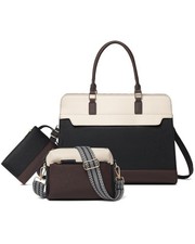 Laptop Bag for Women,3PCS Vegan Leather Tote Bag for Work with 2 Shoulder Straps