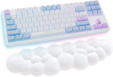 Cloud Wrist Rest Keyboard, White Cloud Palm Rest with PU Leather Memory Foam Cut