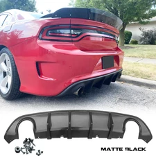 Rear Diffuser Bumper Lower Valance Lip Unpainted Blk For 15-23 Dodge Charger SRT