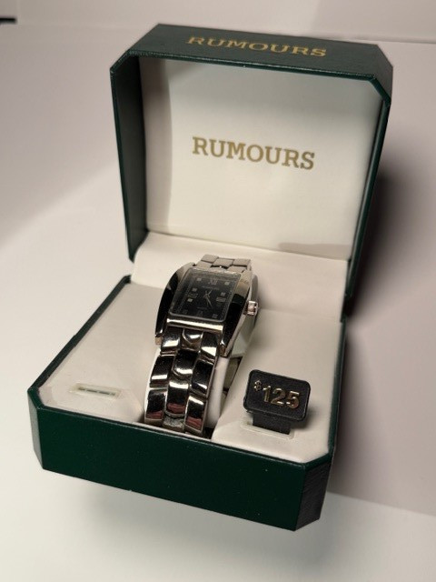 Vintage Rumours Silver Tone Rectangular Face Meta… - image 1