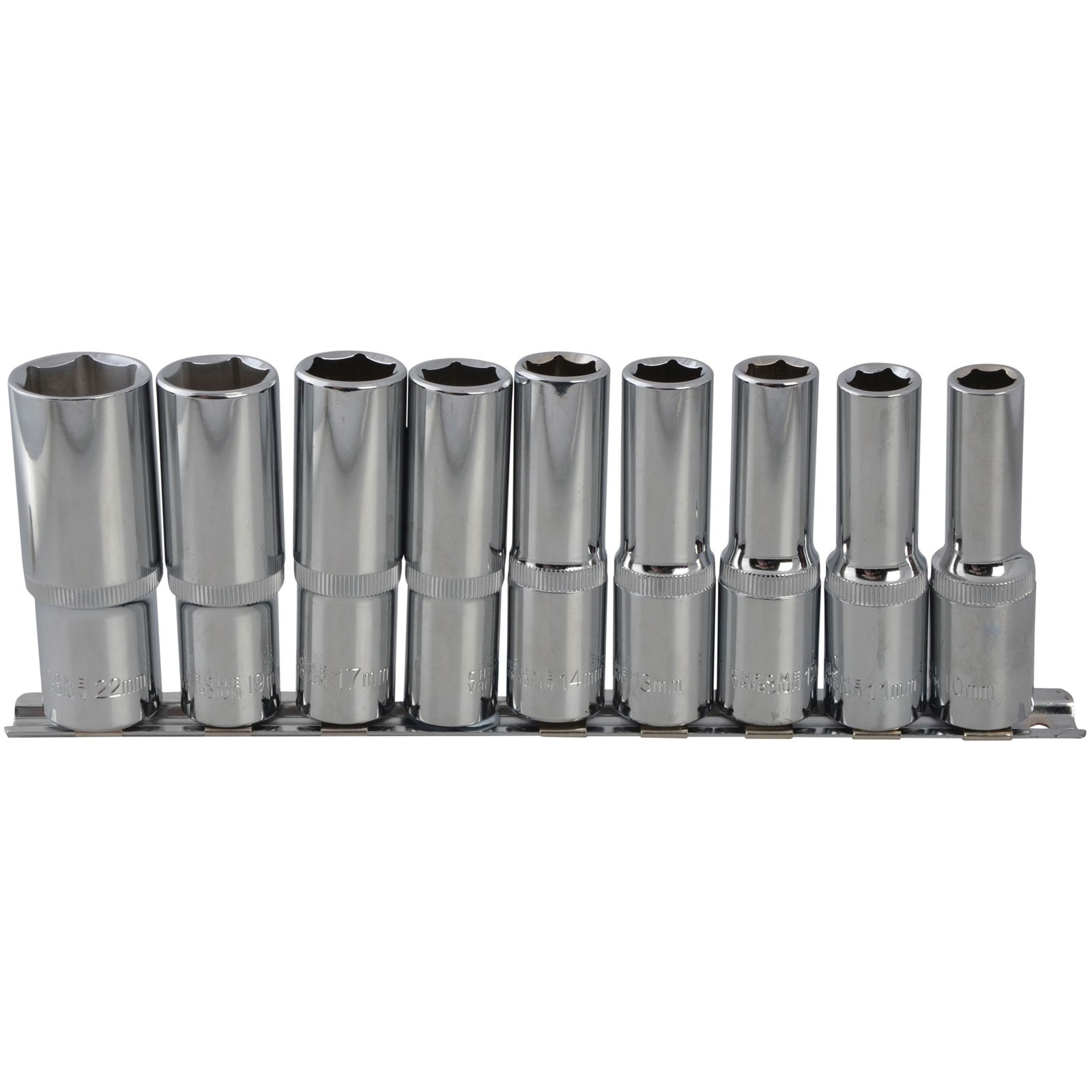 BlueSpot Tools Deep Socket Set of 9 Metric 1/2in Square Drive