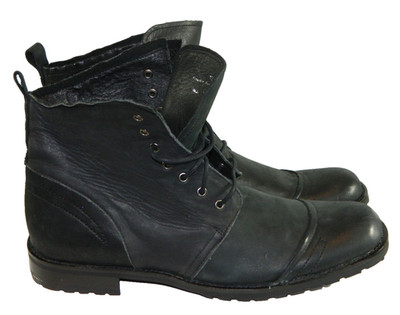 Men's BaccoBucci Studio Malloy Black Leather Upper Lace-Up Boot 12 US