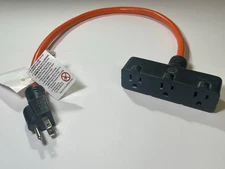 Gauge Power Cable – Heavy Duty 12  Orange 3-Outlet Extension Cord   