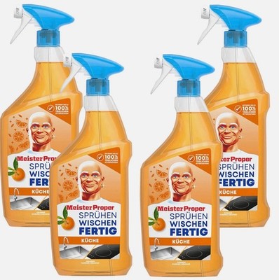 4x Meister Proper Küchenreiniger Fettlösend Orange Spray 800ml Sparpaket