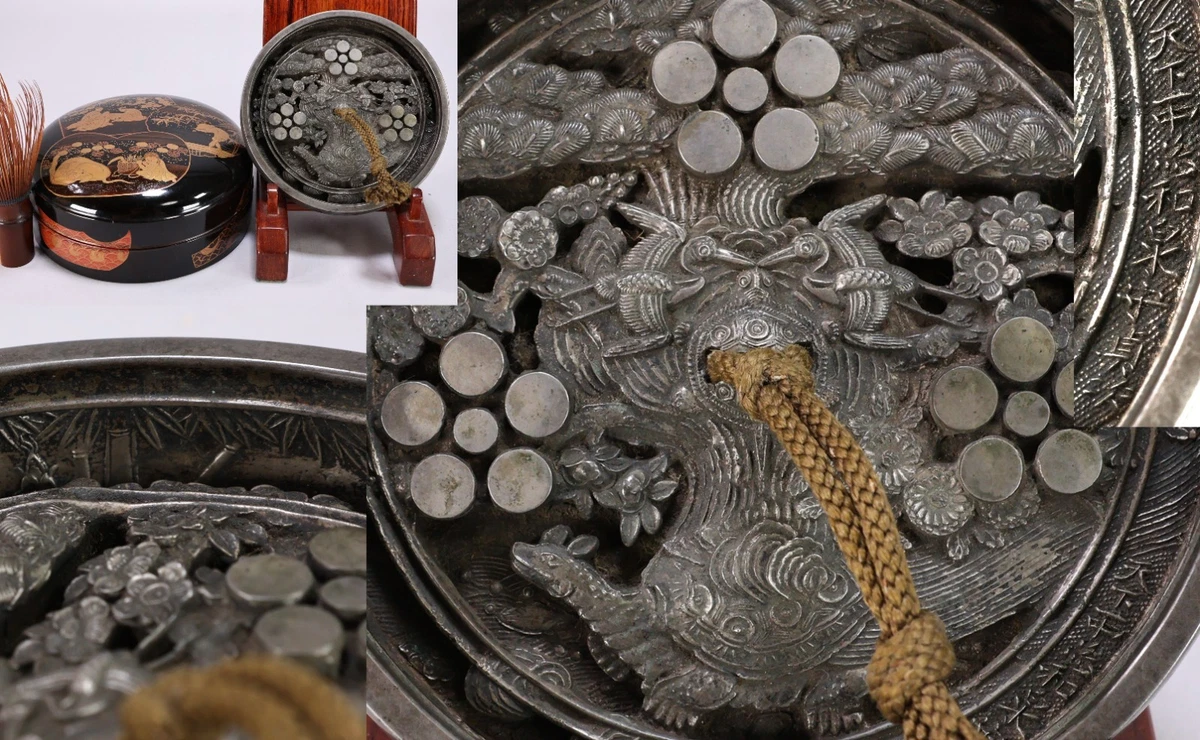 ▽ 錆物師 『鍋長』作江戸時代 龍雕刻 宣德銅製 古董 早期收集 宋代 古陶磁器 越窯 嵌金 龍文洗 唐磁 三足洗