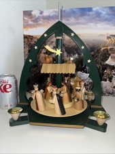 Large German Erzgebirge Green Nativity  Carou...