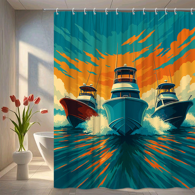 Vibrant Nautical Shower Curtain - Colorful Boat Design