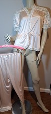 Dainty Sweet Vtg Pink Nylon Cute Lace Med Vandemere Pajamas Lounge Lingerie