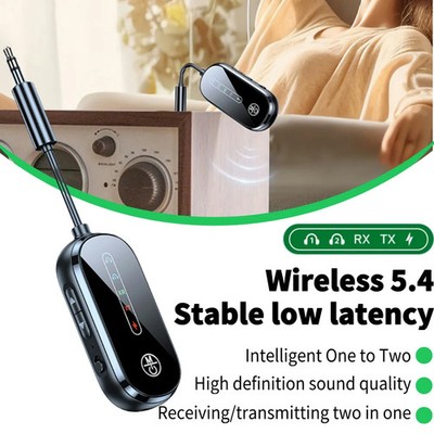 Bluetooth 5.4 Transmitter Receiver 2 IN 1 Wireless Audio 3.5mm Jack Aux Adapter