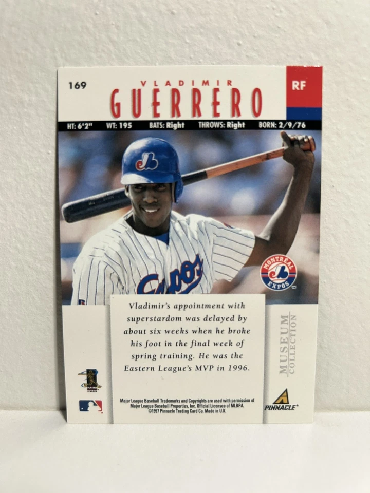 1997 Pinnacle GOLD Museum Collection Vladimir Guerrero Rookie RC SP #169 - Imagem 2 de 2