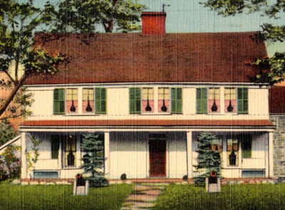 Vintage Postcard Linen Down Put's Hill General Putnam Cottage Greenwich CT