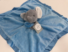 NWT Carters Grey Blue Elephant Satin Security Blanket Rattle Plush Baby Toy
