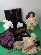 11” Wendy Lawton All Porcelain Doll “Grand Tour African Safari" Trunk Set #R