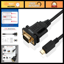 USB Type C to RS232 DB9 Serial Adapter Cable, FTDI Chip, Windows Mac Compatibl