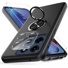 for Motorola Moto G Stylus 5G 2025 Case with Tempered Glass Screen black