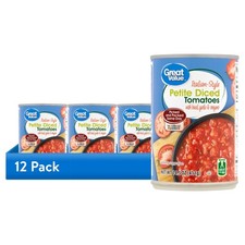 Great Value Italian Petite Diced Tomatoes, 14.5 oz Cans ,12 Pack.