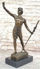 Messingskulptur Statue Unterzeichnet Domenech Tarzan King Jungle Indianer Dekor