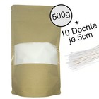 WonderWax Pflanzlicher Kerzensand 500g inkl. 10 Dochte Wachsgranulat DIY Kerze