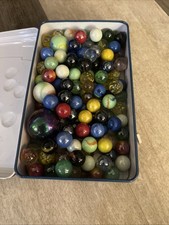 Kids Collection Deluxe Marbles Over 160 Marbles Shooters Tin Storage Box New