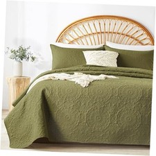 Quilt Set King/Cal King Size, Embossing King/Cal King 96"x110" Olive Green