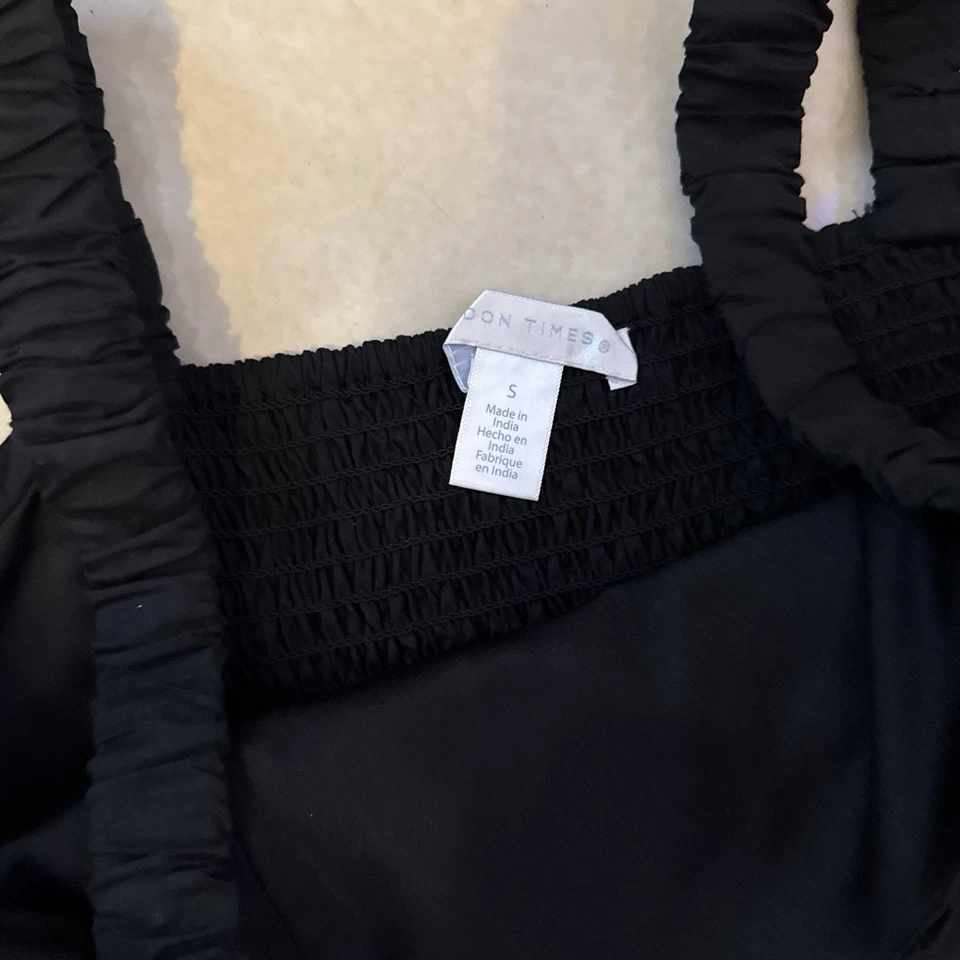 Vestido London Times Anthropologie Farm S Algodón Rio Piña Bordado Negro Foto 4 de 4