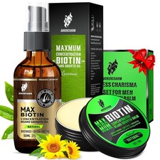 2 Pack Biotin Beard Growth Kit for Men – Unscented Oil & Balm – Beard... 