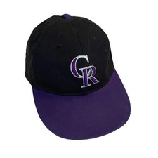 Vintage Colorado Rockies Hat Cap Strapback Black Purple MLB Baseball Team Logo