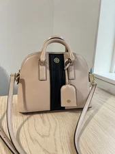 Tory Burch Robinson Mini Dome Bag - Tan/Pink With Black