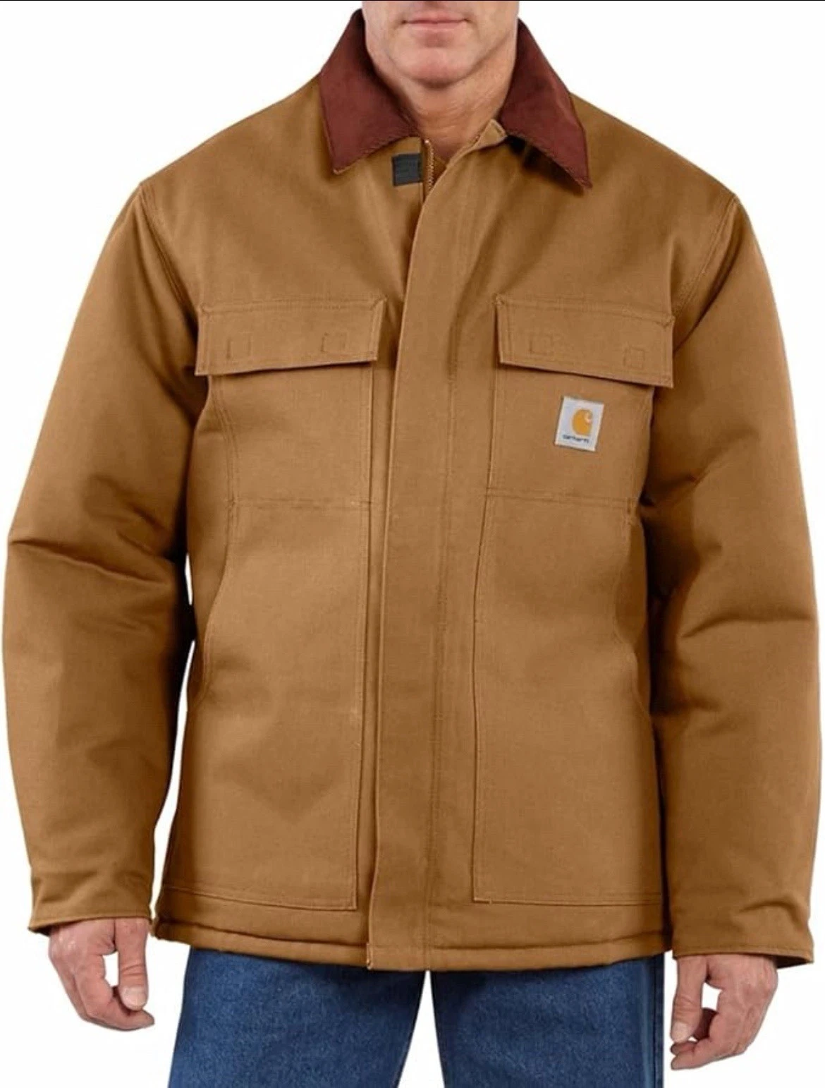 Carhartt Loose Fit Arctic Quilt Lined Duck Canvas Coat Jacket Brown Mens Sz 3XL
