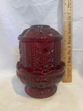 Indiana Glass Red Stars and Bars Pattern Fairy Lamp
