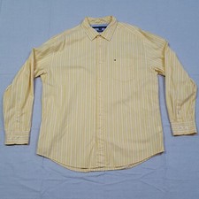 Tommy Hilfiger Shirt Mens XL Yellow Striped Long Sleeve Button Up Casual