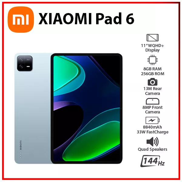 Wi-Fi) NEW Xiaomi Pad 6 8GB+256GB BLUE 11 Octa Core Android PC Tablet