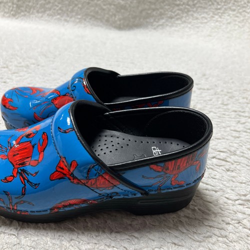 Dansko Womens Clogs 37 Blue Leather Crustacean Shrimp Lobster Nurse Shoes - Bild 2 von 16