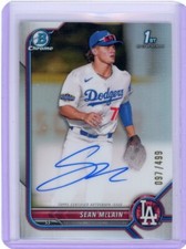 Sean McLain 2022 Bowman Chrome Draft 1st Bowman Auto Refractor 097/499 Dodgers
