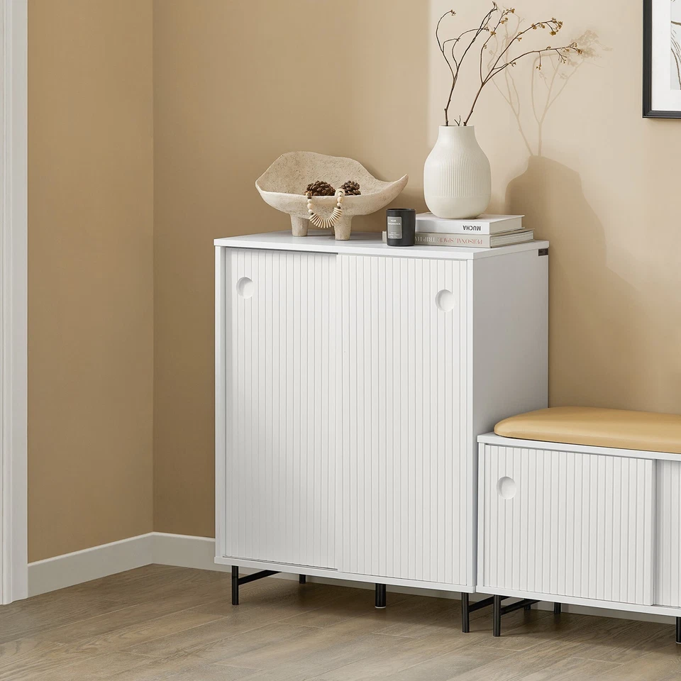 SoBuy Schuhschrank Küchenschrank Sideboard mit Schiebetüren Kommode FSB62-W - Bild 2 von 4