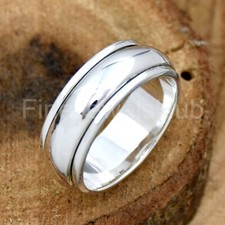 8 mm Spinner Band Ring, 925 Sterling Silver Ring, Wide Band Ring, Spin Ring