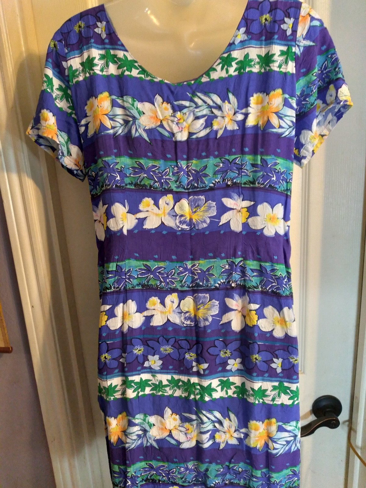 Abito Jams World vintage fila di orchidee viola floreale hawaiano 11