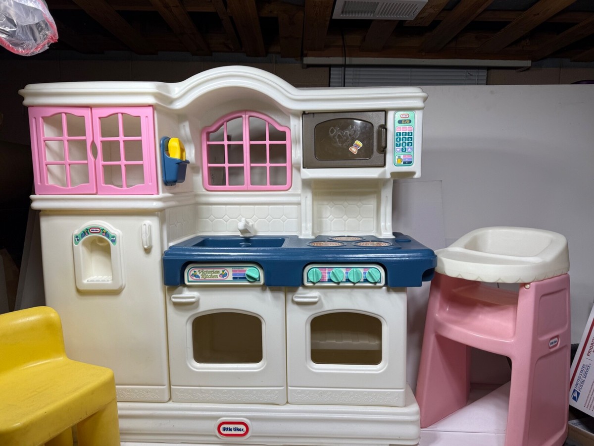 RARE! 1990s Little Tikes Victorian Kitchen, High Chair, Shopping Cart, Acc