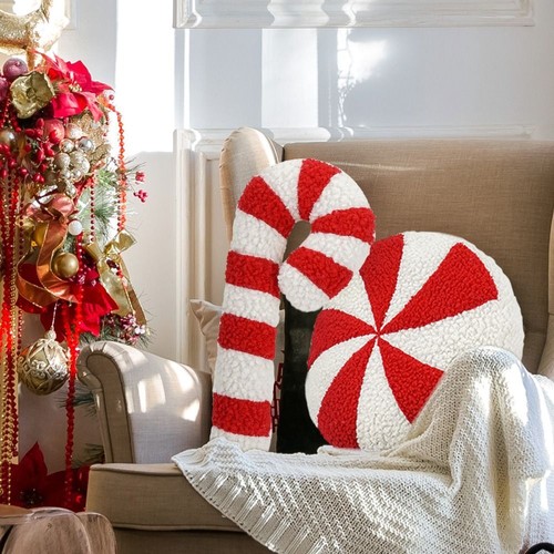 Christmas Candy Cane Plush Pillow Cushion Stuffed Toys Throw Pillow House Decor' - Picture 1 of 17