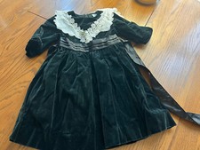 vtg peaches n cream girls 5 velvet large collar dress prairie peasant