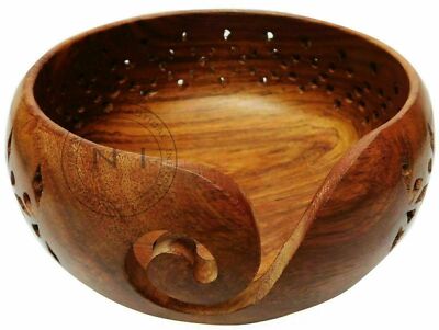 Vintage Rosewood Darn Good GARN Handarbeit Schale Holz Stricken Häkeln Wollfu...