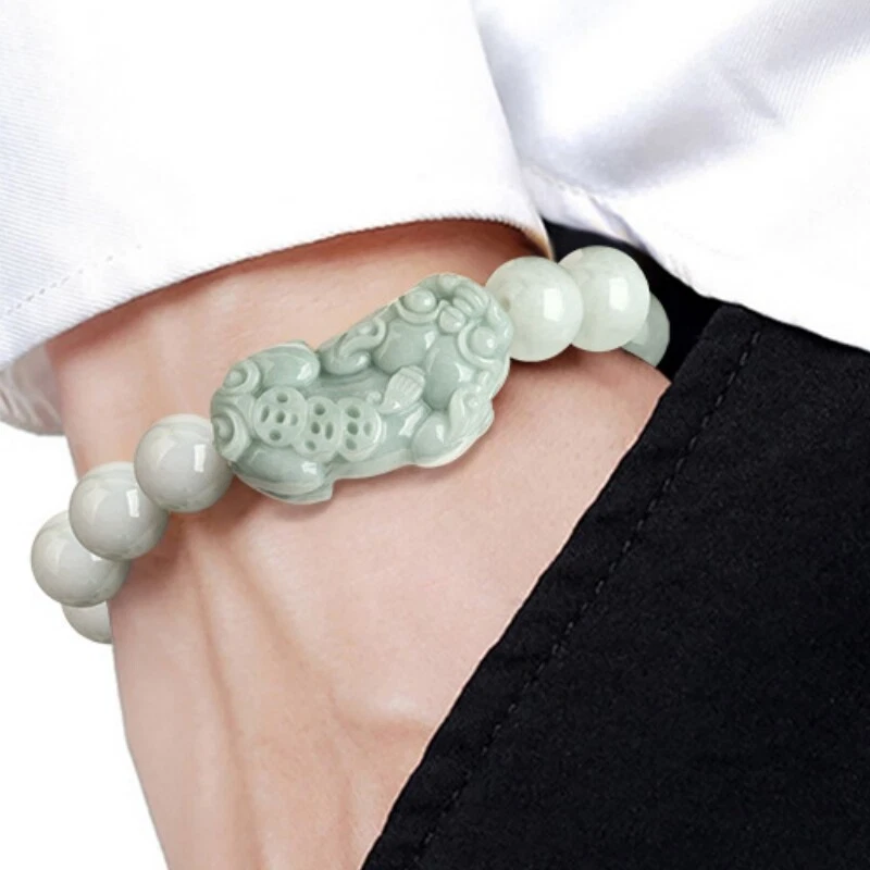 Pulsera PI Xiu Natural Genuina Verde Claro Jadeíta Estilo China Foto 2 de 4