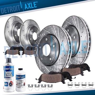 Front Rear Drilled Slotted Rotors Brake Pad for 2009 2010 Honda Accord Acura TSX