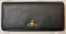 VIVIENNE WESTWOOD SAFFIANO LONG WALLET PURSE IN BLACK