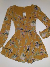 Ecote Long Sleeve Floral Mini Dress Women's Size 0 NWT originally $69