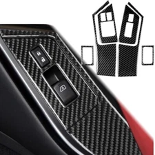 6Pcs Real Carbon Fiber Door Window Switch Panel Cover Trim Fits R35 GTR 09-21